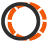 Black circle overlapping orange dash circle