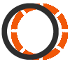 Black circle overlapping orange dash circle